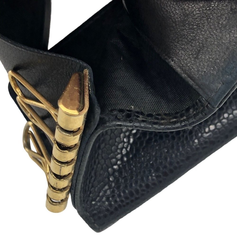 CHANEL Black Caviar Leather 6 Key Holder Case Wallet with Pouch - 4.24"x2.75" - Picture 15 of 16